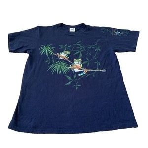 Vintage 90's Natural Wonders Blue T-Shirt Size L Frogs Single Stitch USA Unisex